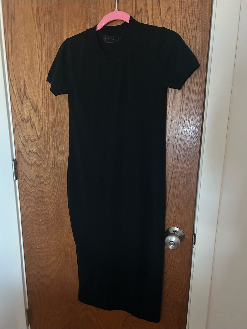 HATCH sz 1 Classic Black Short-Sleeved Maternity Knit Dress - Picture 4 of 5